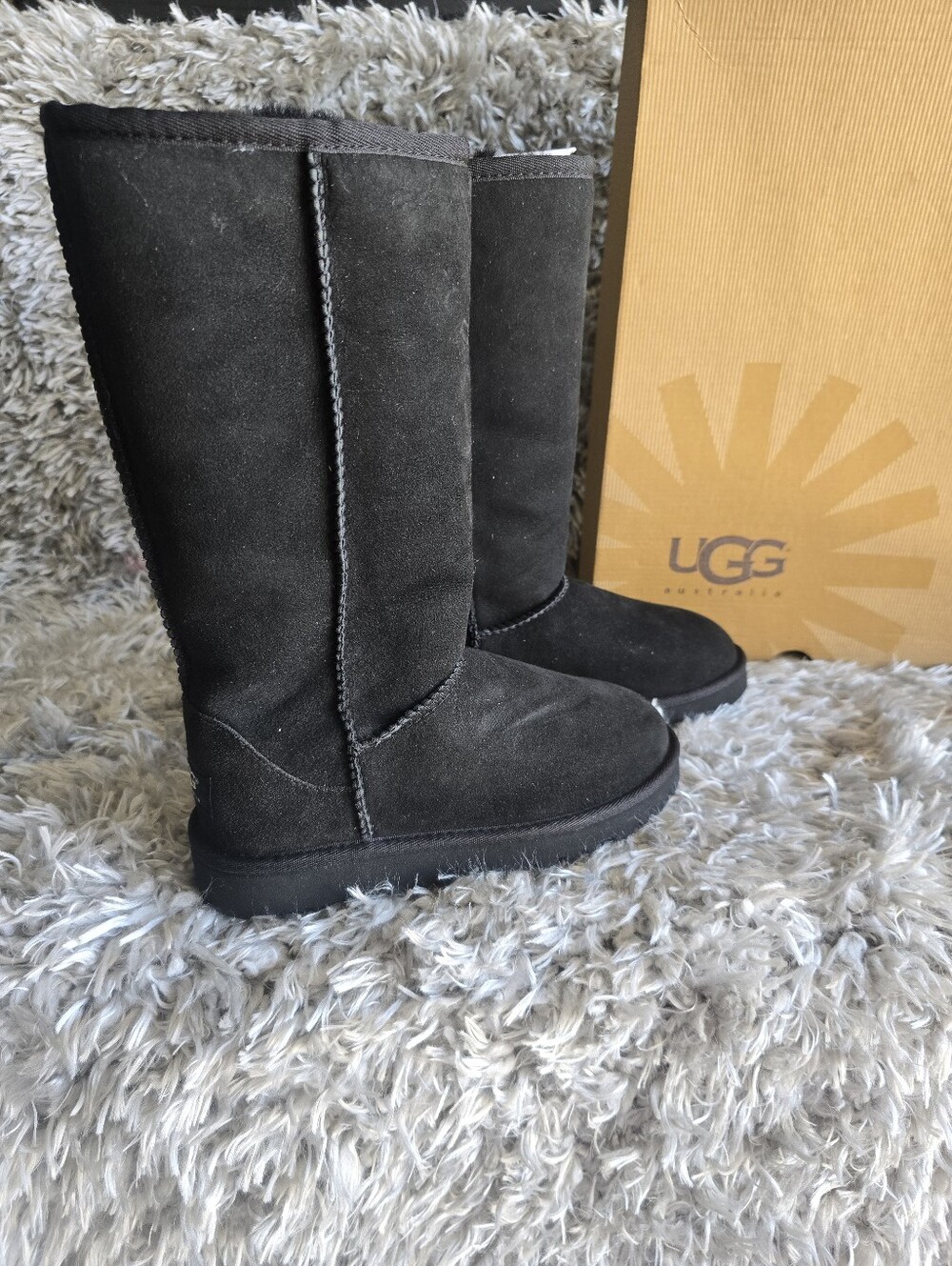 UGG Classic Tall Boot in Black - Kids Cozy Suede Shearling